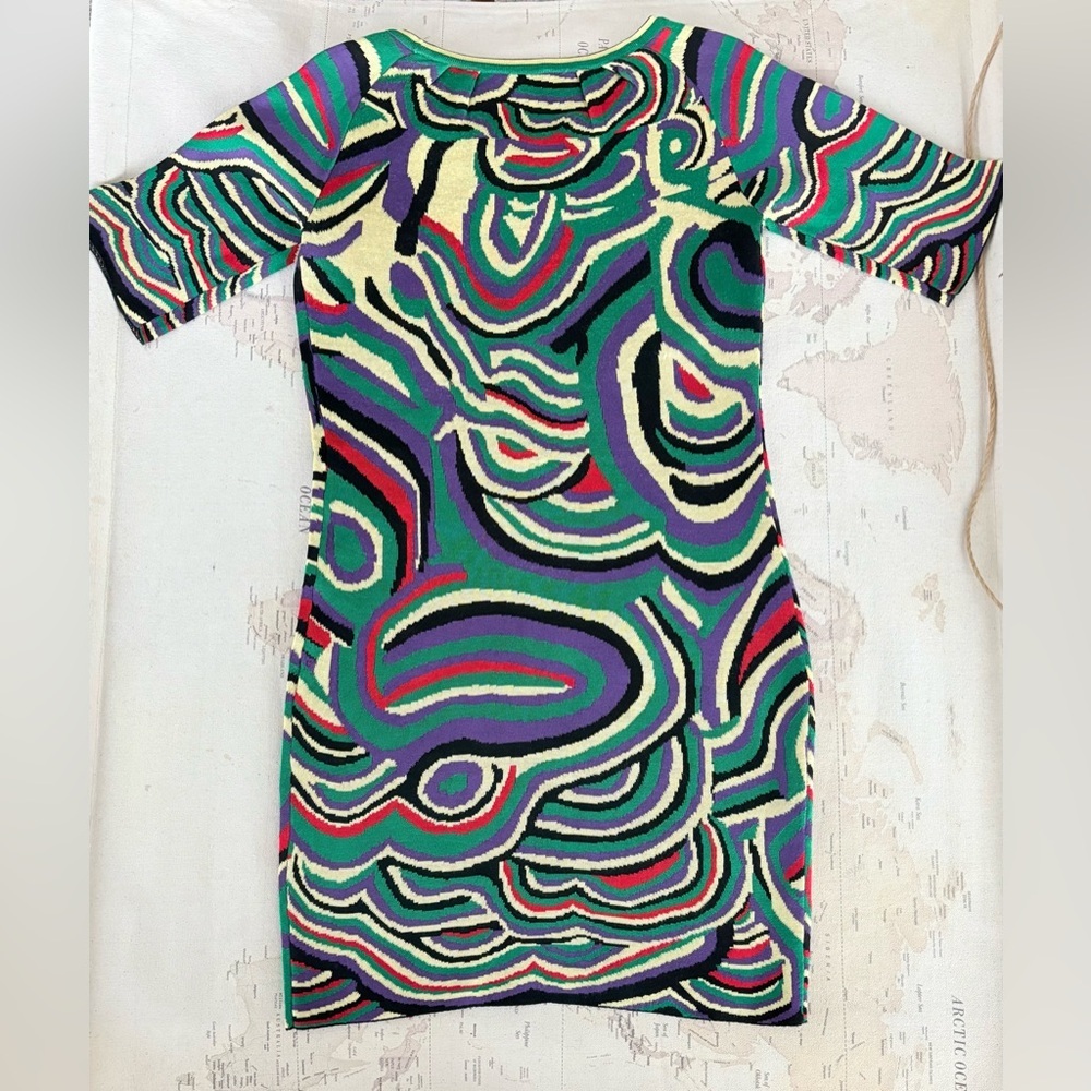 Moschino Knit Sweater Dress Retro Swirl Print S/M - Picture 3 of 10